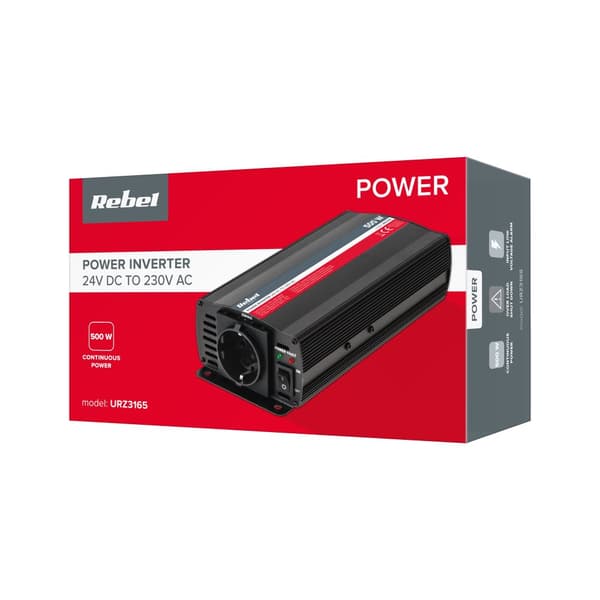 REBEL konverter 24V/230V 500W (F-type stik: tysk)