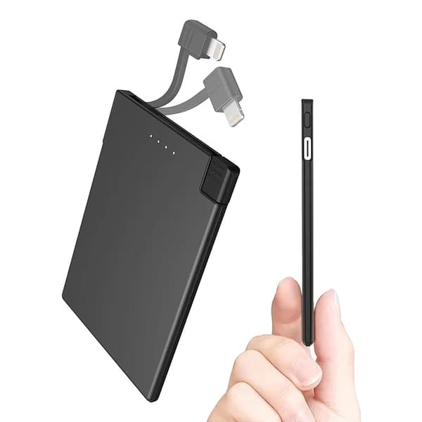 Bærbar Power Bank, Indbygget Kabel, Slankt Design,Til iPhone, 5000mAh