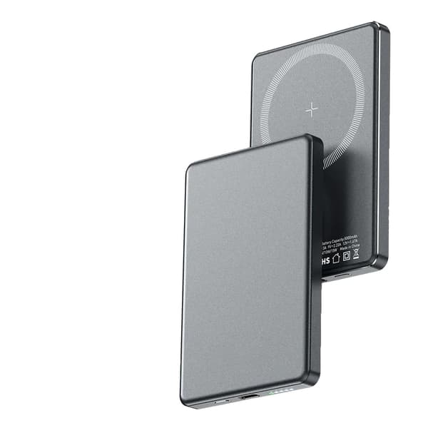 Magnetisk Power Bank, 5000mAh kapacitet, hurtig USB-C opladning,Grå-5000mAh, 5000mAh