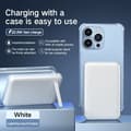 Miniatyrbillede 2 af 2: Bærbar trådløs powerbank, 10000mAh kapacitet, 22,5W hurtigopladning,Hvidt Lyn
