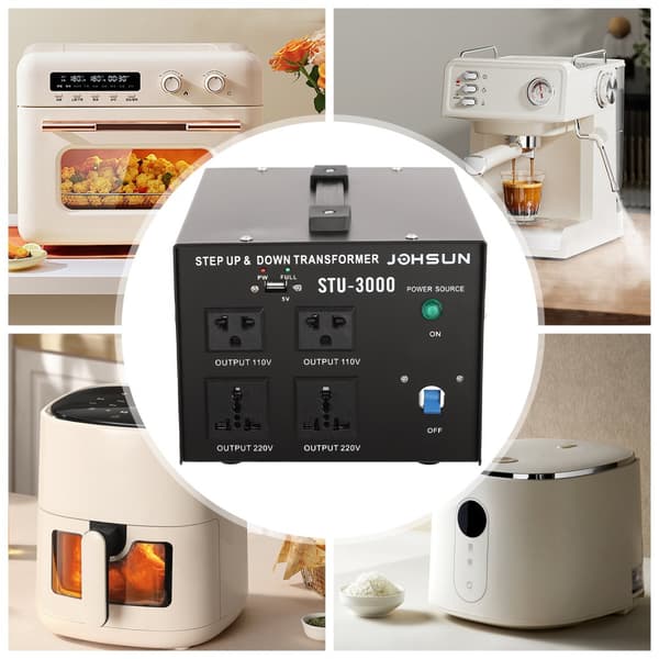 3000W Spændingsomformer Transformer, Holdbar Jernkonstruktion, 3-Mode Udgivelse,sort, 220V