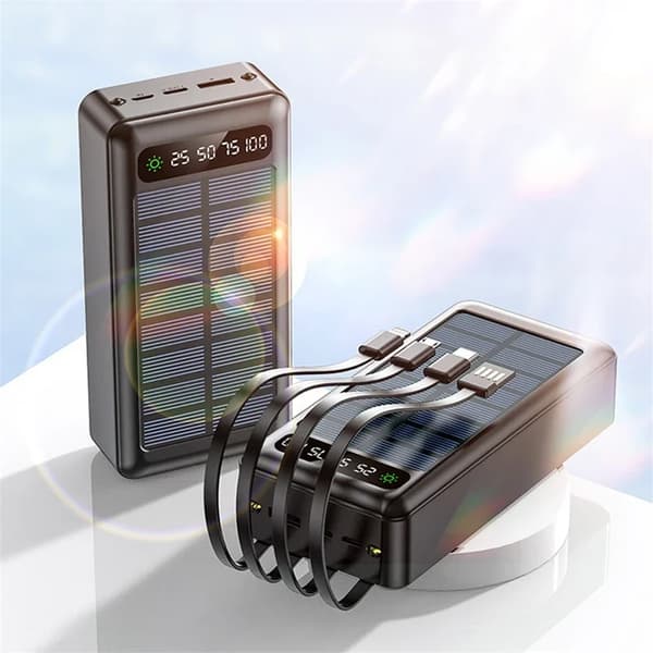 Power Bank, 50000mAh kapacitet, solopladningsfunktion,sort, 30001mAh-50000mAh