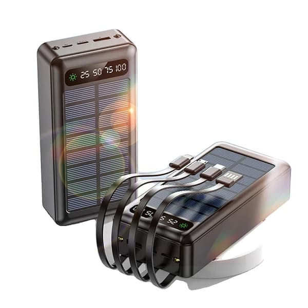 Power Bank, 50000mAh kapacitet, solopladningsfunktion,sort, 30001mAh-50000mAh