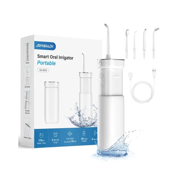 Bærbar Oral Irrigator, 170 ml Vandtank, 1800mAh Batteri,HVID
