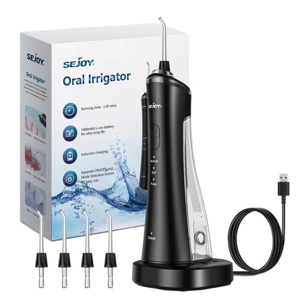 Elektrisk Oral Irrigator, 3 Driftsformer, 170 mL Vandtank, USB Genopladelig,sort