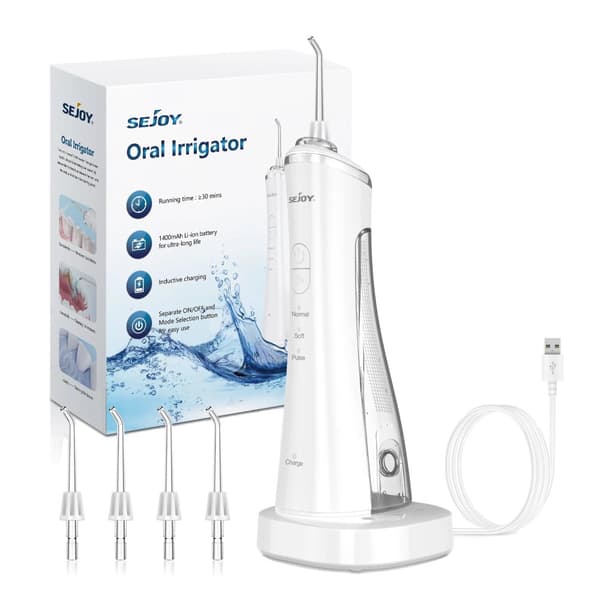 Elektrisk Oral Irrigator, 3 Driftsformer, 170 mL Vandtank, USB Genopladelig,HVID