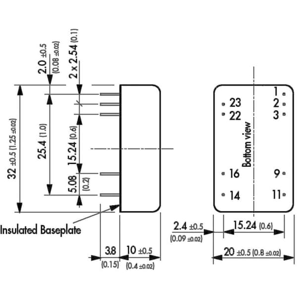 TracoPower TEN 8-2423 DC/DC-omvandlare kretskort 24 V/DC 15 V/DC, -15 V/DC 265 mA 8 W Antal utgångar: 2 x Innehåll 1 st