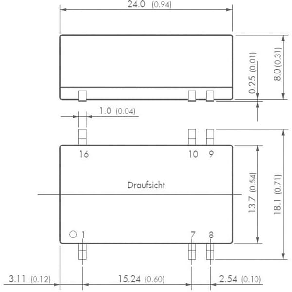 TracoPower TES 2N-2411 DC/DC-omvandlare SMD 24 V/DC 5 V/DC 400 mA 2 W Antal utgångar: 1 x Innehåll 1 st
