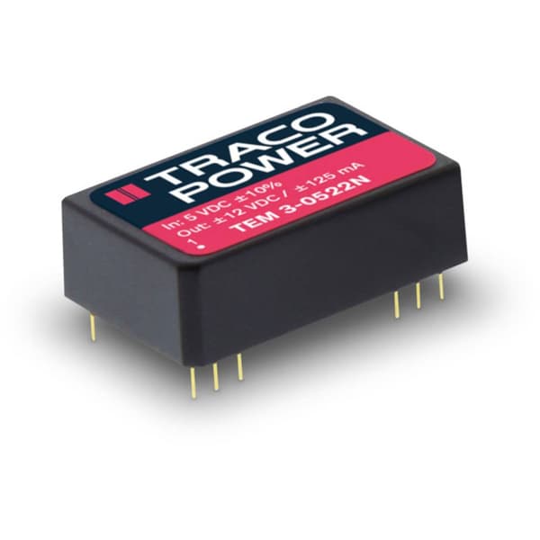 TracoPower TEM 3-0522N DC/DC-omvandlare kretskort 5 V/DC 12 V/DC, -12 V/DC 125 mA 3 W Antal utgångar: 2 x Innehåll 1 st