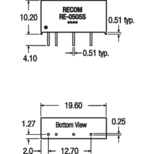 RECOM RE-0512S DC/DC-omvandlare kretskort 5 V/DC 12 V/DC 83 mA 1 W Antal utgångar: 1 x Innehåll 1 st