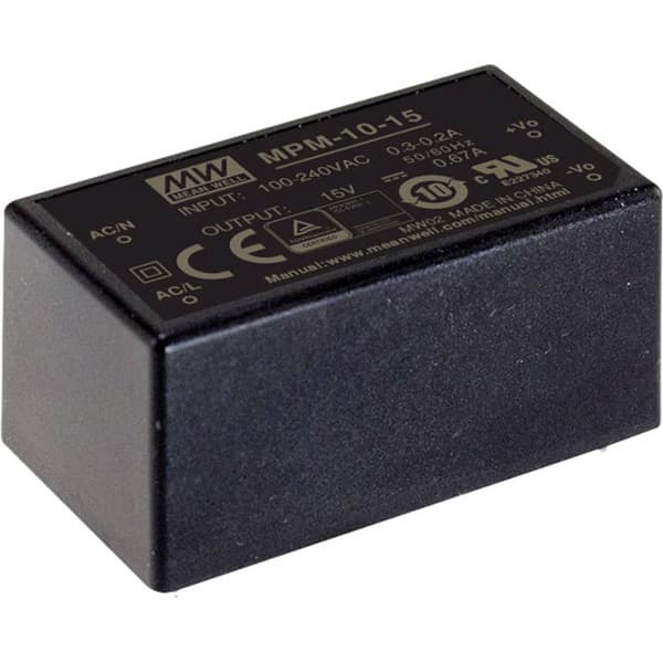 MW Mean Well MPM-10-5 AC/DV-nätdel för kretskort 5 V/DC 2 A