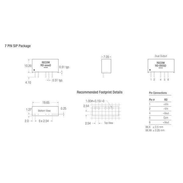 RECOM RD-1215D DC/DC-omvandlare kretskort 12 V/DC 15 V/DC, -15 V/DC 66 mA 2 W Antal utgångar: 2 x Innehåll 1 st