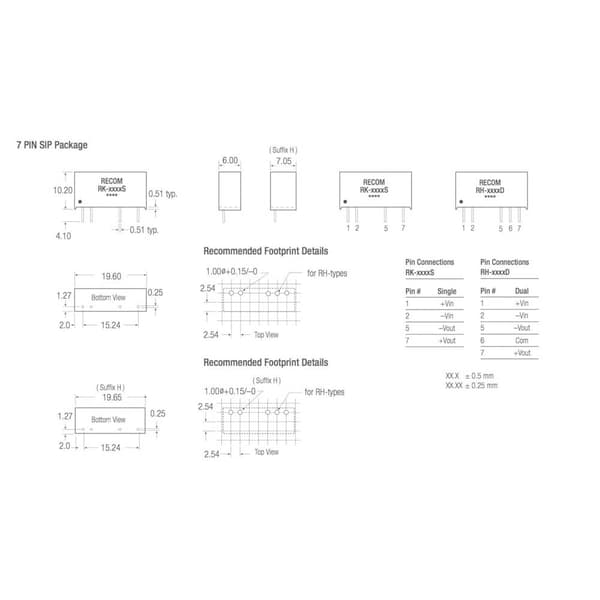 RECOM RH-0515D DC/DC-omvandlare kretskort 5 V/DC 15 V/DC, -15 V/DC 33 mA 1 W Antal utgångar: 2 x Innehåll 1 st