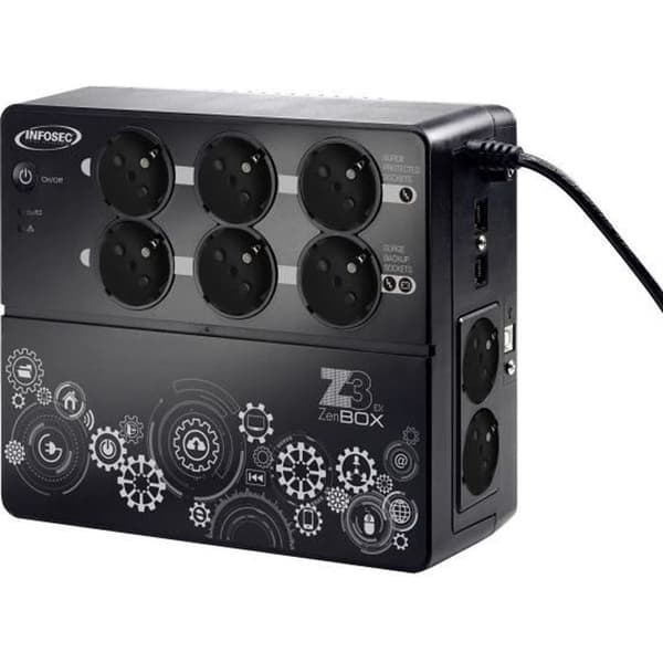 INFOSEC Högfrekvensomformare Z3 ZenBox EX 1000 - 1000 VA 8 FR / SCHUKO-uttag Sort