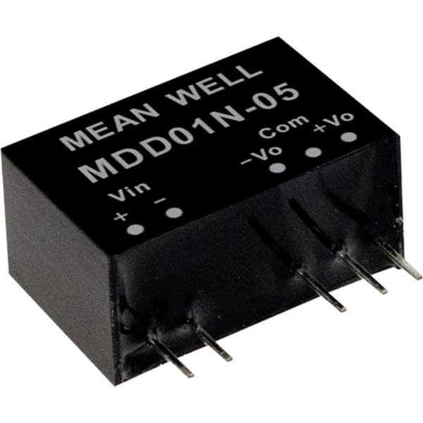 MW Mean Well MDD01N-05 DC/DC-omvandlar-modul 100 mA 1 W Antal utgångar: 2 x Innehåll 1 st