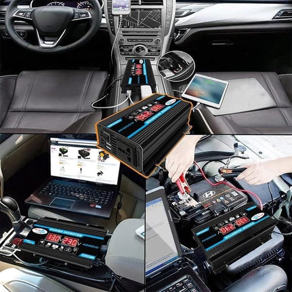 300W 12V till 220V bil strömriktare med dubbel USB/dubbel digital display, modifierad sinusvåg, multipelskydd
