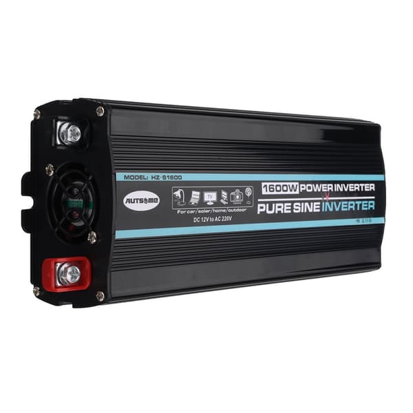 12V till 220V omvandlare 1600W Pure Sine Wave Power Inverter Dubbel USB LED-skärm