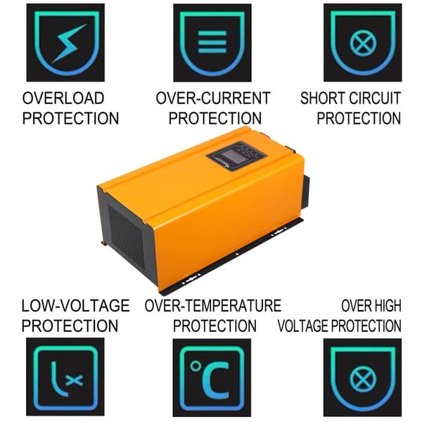 3KW DC 12V till AC 230V multifunktionell ren sinusvåg strömriktare med inbyggd batteriladdare, flera skydd, bred applikation
