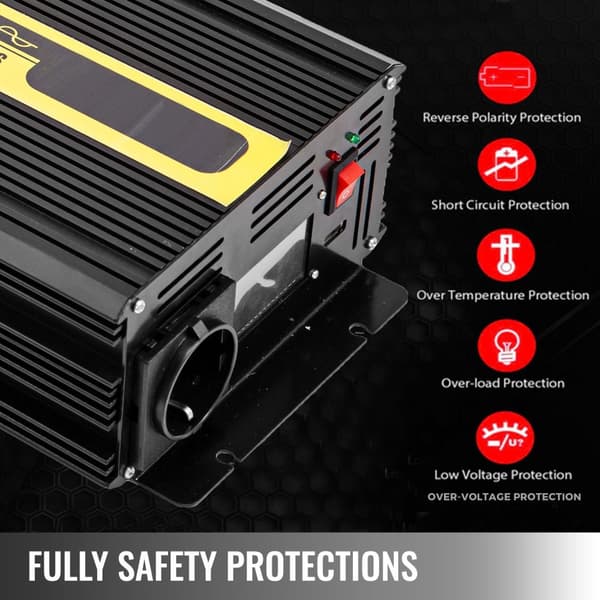 2500W DC12V-AC230V ren sinusvåg solomriktare med fjärrkontroll, LCD-skärm, höghastighets dubbla kylfläktar, flera säkerhetsskydd