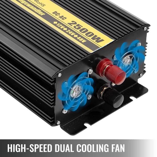 2500W DC12V-AC230V ren sinusvåg solomriktare med fjärrkontroll, LCD-skärm, höghastighets dubbla kylfläktar, flera säkerhetsskydd