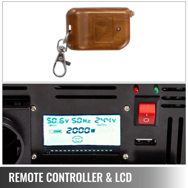 2500W DC12V-AC230V ren sinusvåg solomriktare med fjärrkontroll, LCD-skärm, höghastighets dubbla kylfläktar, flera säkerhetsskydd
