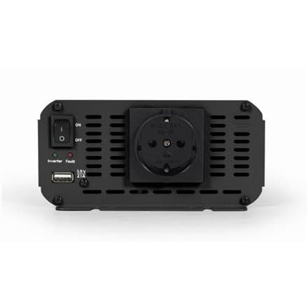 INVERTER GEMBIRD cu sinusoida simulata, Inverter auto, 1200W, Schuko x 1, USB 5V / 2.1A, baterie 10-16V, "EG-PWC1200-01", (timbru verde 4 lei) Harmaa