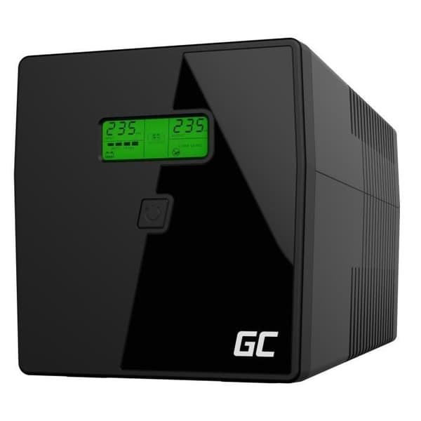 Green Cell® UPS avbrottsfri strömförsörjning 1000 VA (700 W) med LCD-skärm 2 x 12 V/7 Ah 2 x Schuko Svart