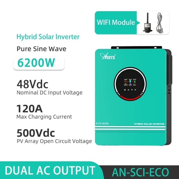 Aurinkoinvertteri, MPPT-tekniikka, puhdas siniaalto kaksinkertainen lähtö, ECO 4200W 24V WIFI, 220-240V