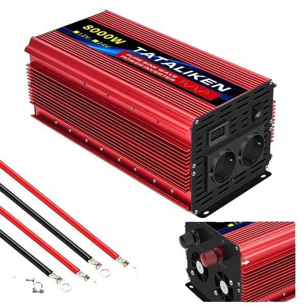Strøm Inverter, Ren Sinus Bølge Teknologi, 2 AC Stik, Rød
