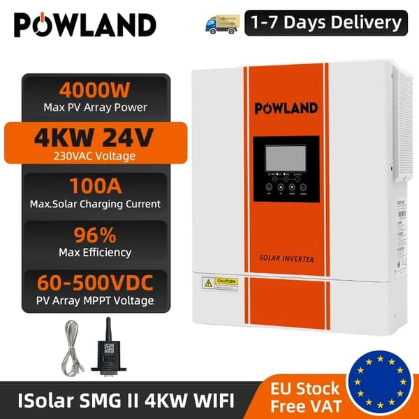 Aurinkoinvertteri, itsenäinen käyttömahdollisuus, MPPT-tekniikka, ISolar-SMG-II-4KW-WIFI