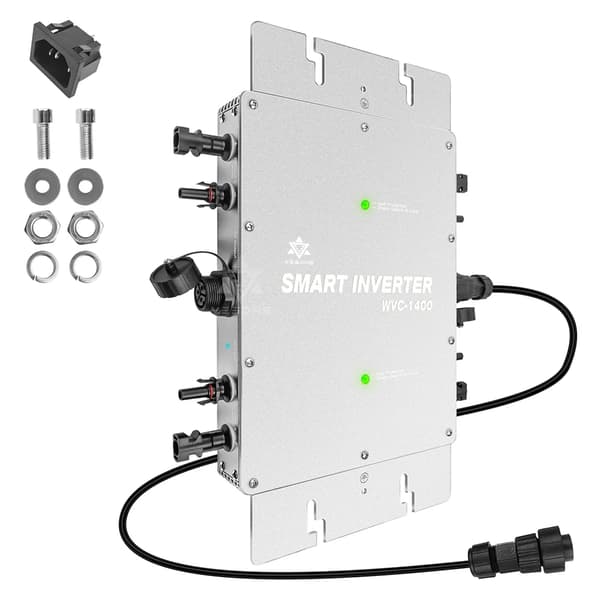 1400W Auringon Grid Invertteri, Kaksois MPPT, 220V Lähtö,220V (190-260V) -> 220V (190-260V), 22-50V, Hopea