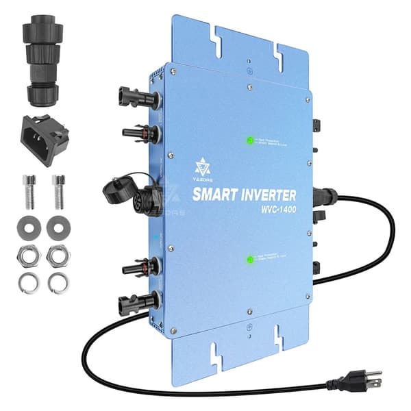 1400W Auringon Grid Invertteri, Kaksois MPPT, 220V Lähtö,220V (190-260V) -> 220V (190-260V), 22-50V, Hopea