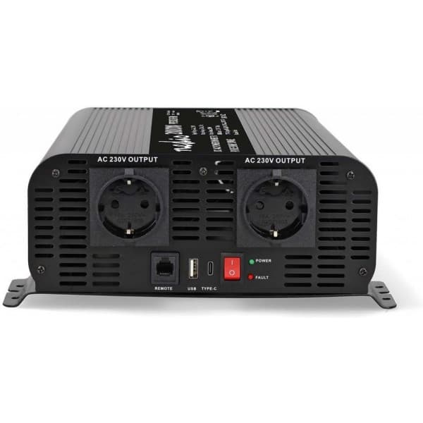 Nedis PIP200024FBK inverter, 24 V, 2000 W, ren sinuskurve