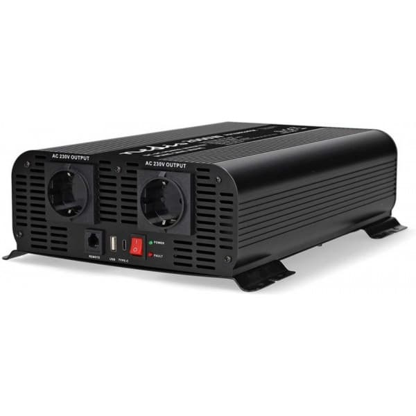 Nedis PIP200024FBK inverter, 24 V, 2000 W, ren sinuskurve