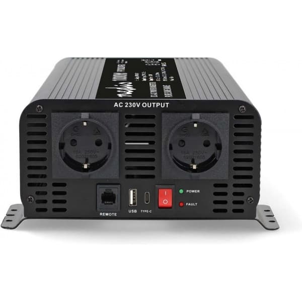 Nedis PIP100024FBK invertteri, 24 V, 1000 W, puhdas siniaalto