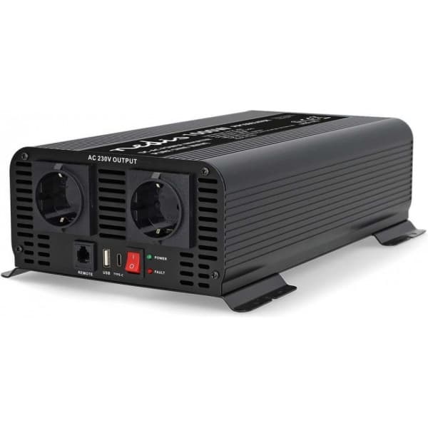 Nedis PIP100024FBK invertteri, 24 V, 1000 W, puhdas siniaalto