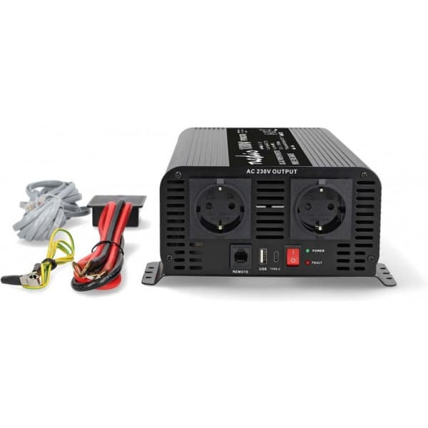 Nedis PIP100024FBK invertteri, 24 V, 1000 W, puhdas siniaalto