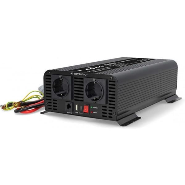 Nedis PIP100024FBK invertteri, 24 V, 1000 W, puhdas siniaalto