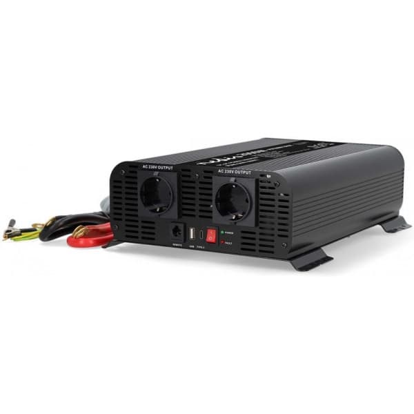 Nedis PIP200012FBK invertteri, 12 V, 2000 W, puhdas siniaalto