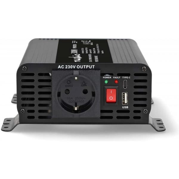 Nedis PIP30012FBK inverter, 12 V, 300 W, ren sinuskurve
