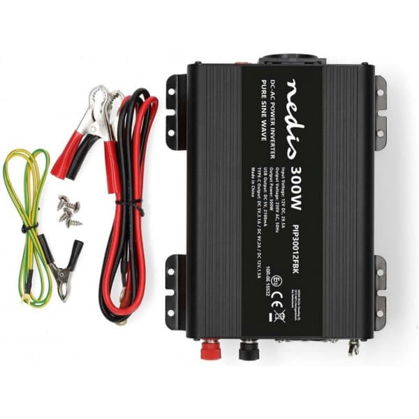 Nedis PIP30012FBK inverter, 12 V, 300 W, ren sinuskurve