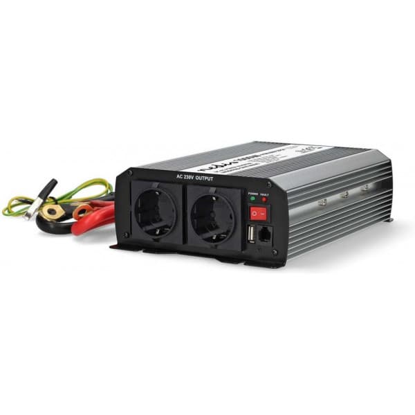 Nedis PIM100012FGY inverter, 12 V, 1000 W, modifierad sinusvåg