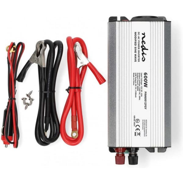 Nedis PIM60012FGY inverter, 12 V, 600 W, modifierad sinusvåg