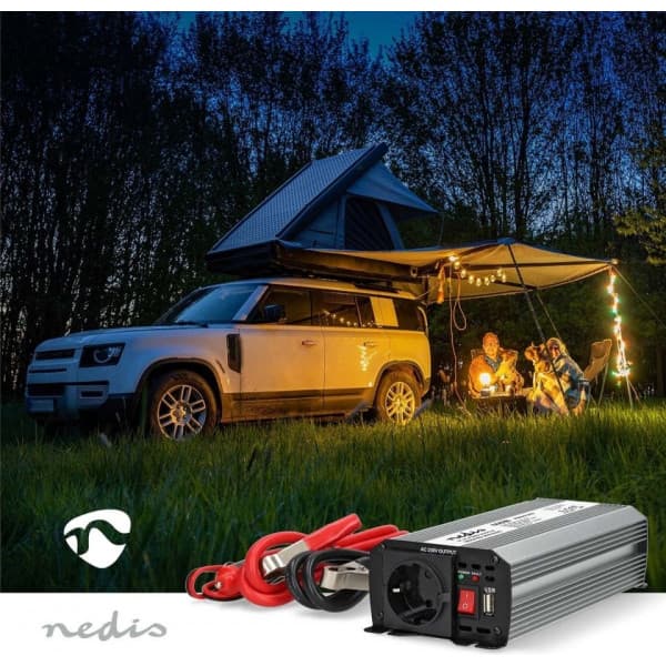 Nedis PIM60012FGY inverter, 12 V, 600 W, modifierad sinusvåg