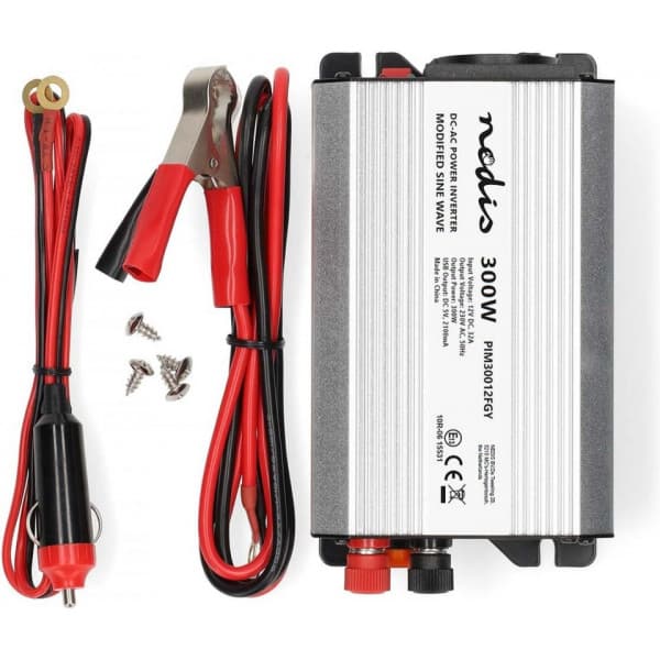 Nedis PIM30012FGY inverter, 12 V, 300 W, modifierad sinusvåg