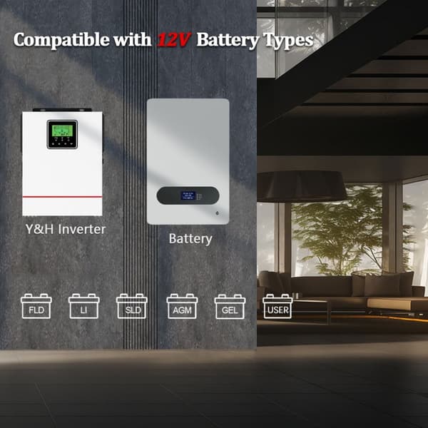 Y&H 1000W aurinko-hybridi-invertteri, korkeatehoinen MPPT aurinkolaturi, puhdas siniaaltolähtö,220-240V, 1000W-12V