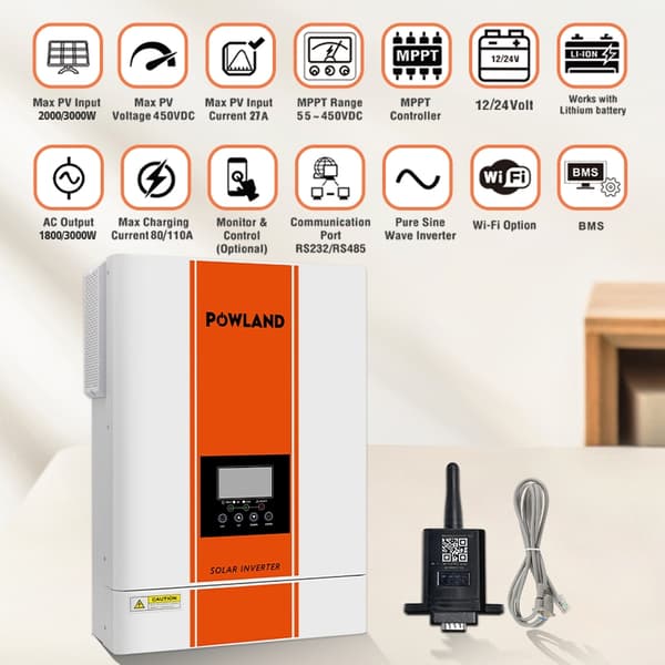 Hybrid Solcelle Inverter 6500VA, MPPT 6200W, Intelligente Opladningsfunktioner,Solcelle-SMG-II-6,2KW-WIFI