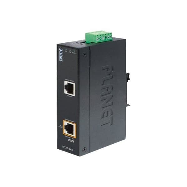 PLANET IPOE-162 kraftinjektor - AC 24 - DC 24-48 V 30 Watt - 1 utgångskontakt Svart