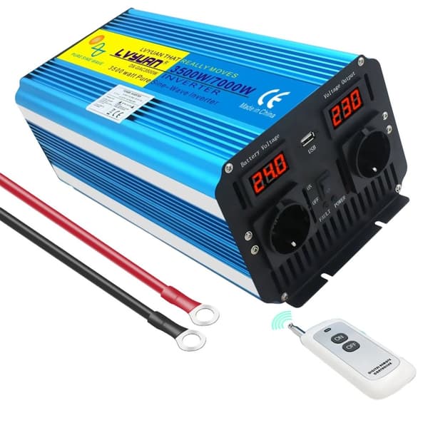 Inverter, 6000W toppkraft, ren sinusvåg utgång,DC12V, 220V 50Hz, 8000W topp 4 uttag