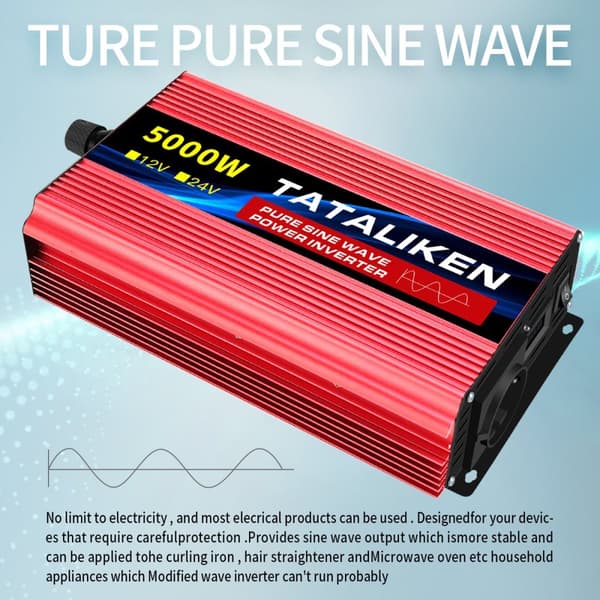 Ren sinusvåg strömriktare, 2500W, 12V till 220V, EU-uttag,12V2500W 50HZ EU12V2500W 50HZ EU